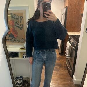 Cropped Wool-Blend Blue Anthropologie Sweater